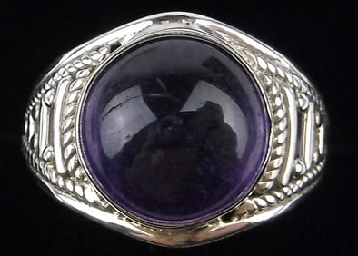 New Big Designer Sterling Silver 5ct Amethyst Ring 7.5