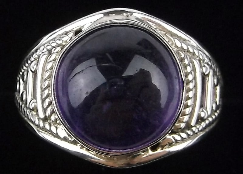 New Big Designer Sterling Silver 5ct Amethyst Ring 7.5 (1 of 2)