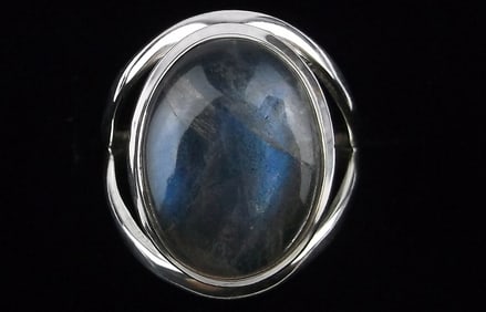New Big Designer Sterling Silver Labradorite Ring 7