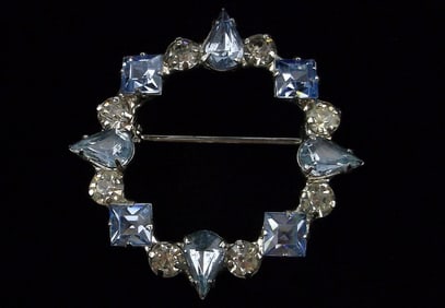 New Vintage 1970s B David Rhinestone Brooch