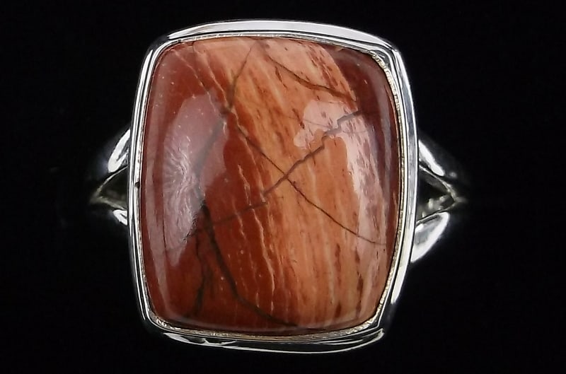 New Big Designer Sterling Silver Red Snakeskin Jasper Ring 8 (1 of 2)
