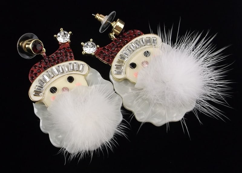 New Big Carded Rhinestone Santa Christmas Earrings $30 (1 of 2)
