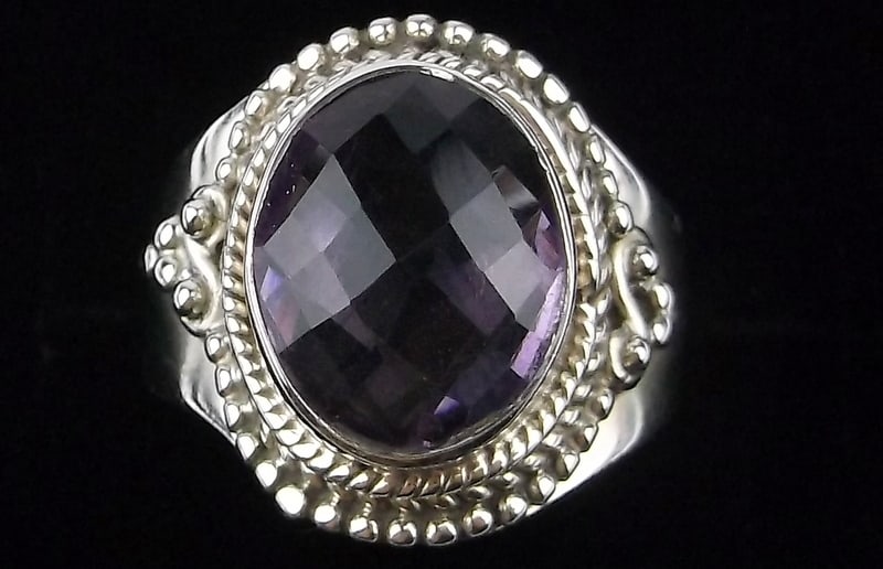 New Big Designer Sterling Silver 4ct Amethyst Ring 6 (1 of 2)