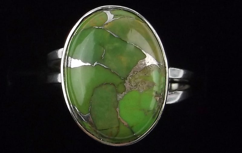 New Big Designer Sterling Silver Green Dahlia Ring 7 (1 of 2)