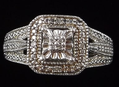 Mint Vint Designer Sterling Silver Diamond Engagement Ring 6