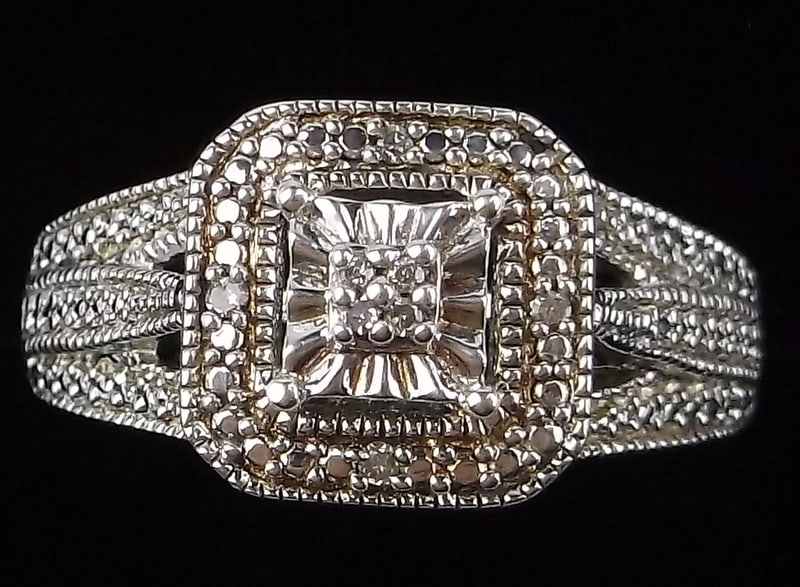 Mint Vint Designer Sterling Silver Diamond Engagement Ring 6 (1 of 3)