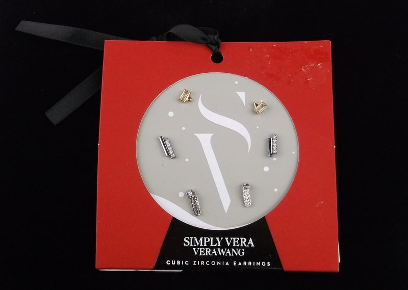 New Vera Wang 3 Stud Earrings Sets Cubic Zirconia (1 of 2)