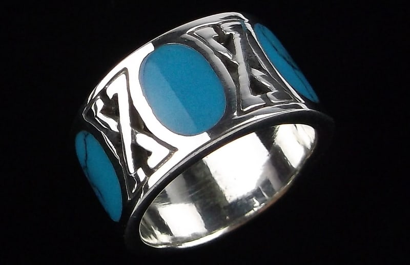 New Thick Heavy Designer Sterling Silver Turquoise Ring 6 (1 of 2)