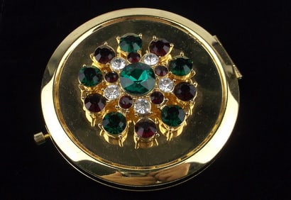 New Boxed Monet Rhinestone Christmas Compact