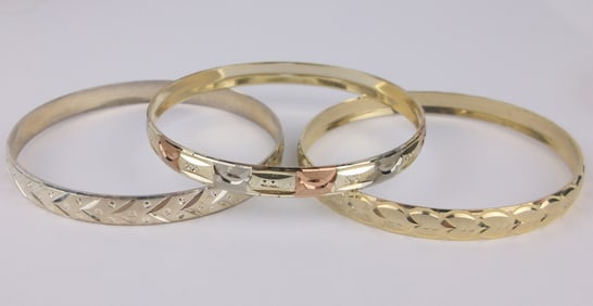 3 Mint Vintage Bangle Bracelet Set 8" Gorgeous