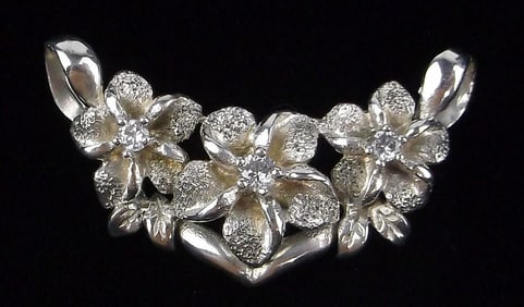 New Vintage Sterling Silver Plumeria Flower Pendant