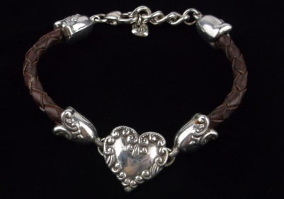 Mint Vintage Brighton Heart Leather Bracelet 8.5"