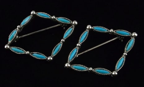 2 Mint Vintage 1960s Southwestern Brooch Set