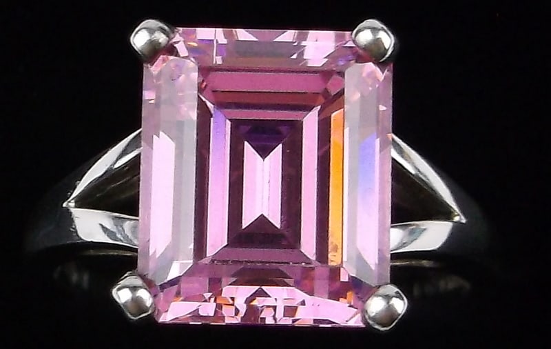 New Big Vint Sterling Silver Pink Stone Cocktail Ring 9 Designer (1 of 2)