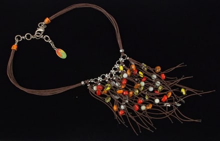 Mint Nature Red Coral Aventurine Gemstone Necklace 18"