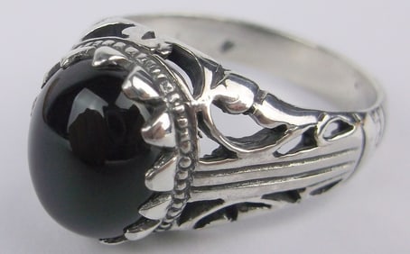 Big Thick Mint Vint Designer Sterling Silver Onyx Mens Ring 11
