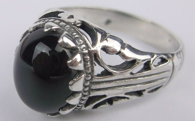 Big Thick Mint Vint Designer Sterling Silver Onyx Mens Ring 11 (1 of 3)