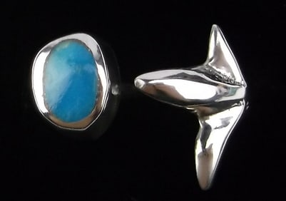 Mint Vintage 1970s Taxco Sterling Silver Turquoise Ring 6-8 Adjust