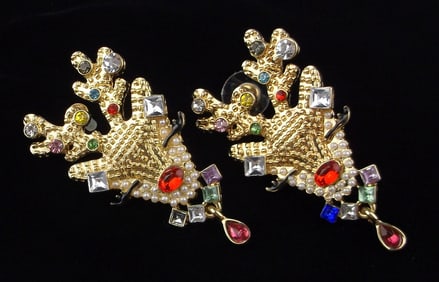 New Big Carded Rhinestone Christmas Reindeer Earrings