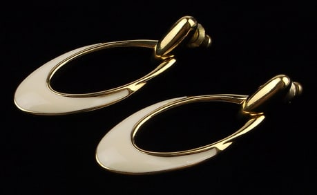 New Vintage Crown Trifari Enameled Drop Earrings