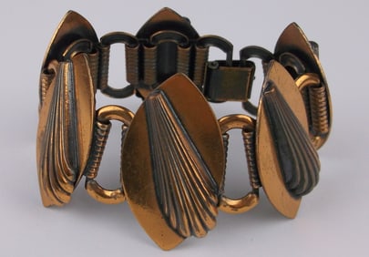 Stunning Heavy Vintage 1950s Copper Link Bracelet 7.25"