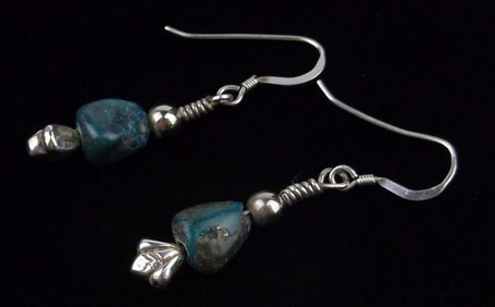 Mint 1960s Navajo Sterling Silver Thunder Mtn Turquoise Earrings