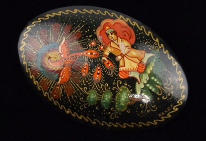 Mint Vint 1960s Hand Painted Russian Phoenix Bird Brooch