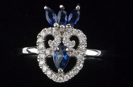 Mint Designer Thick Sterling Silver Crowned Heart Ring 6.25