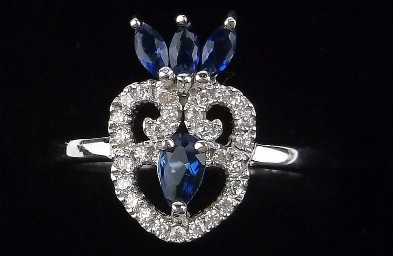 Mint Designer Thick Sterling Silver Crowned Heart Ring 6.25 (1 of 2)