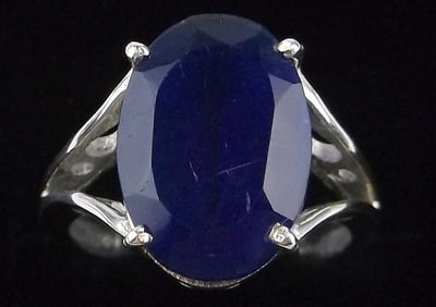 Stunning Big Vint Designer Sterling Silver Blue Cocktail Ring 6.25