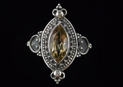 New Designer Thick Sterling Silver 1ct Citrine Ring 7