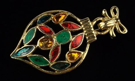 Mint Vint Signed Enameled Christmas Ornament Brooch