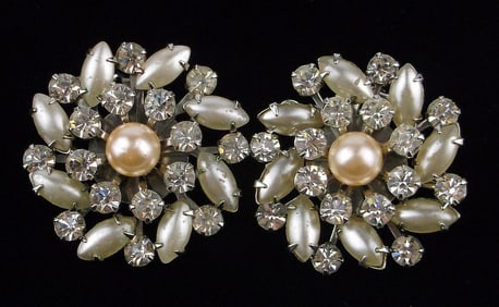 Mint Big Vint 1950s Rhinestone Celluloid Earrings Set