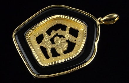 Mint Big Vint Designer Gold Over Sterling Silver Rose Pendant