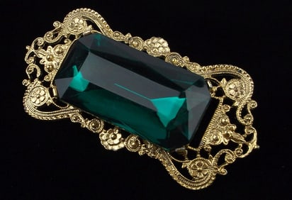 New Big Vintage 1960s Designer Rhinestone Brooch