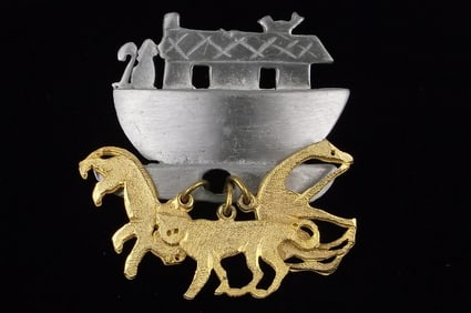 Stunning Vintage Noahs Ark Brooch Signed