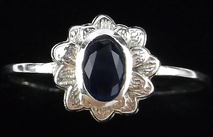 New Sterling Silver Blue Chalcedony Lotus Ring 8.5
