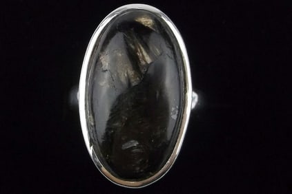 New Thick Designer Rare Sterling Silver Nuummite Ring 8