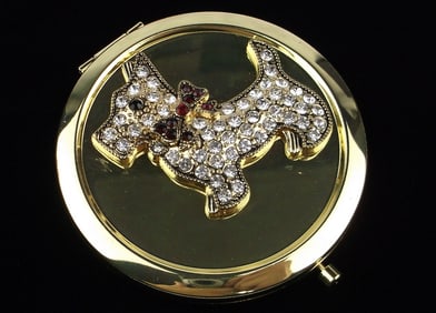 New Boxed Big Monet Rhinestone Schnauzer Dog Compact