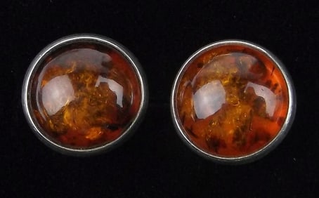 Mint Sterling Silver Genuine Healing Amber Earrings