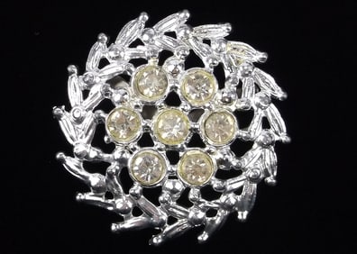 New Big Antique 1930s Rhinestone Art Deco Brooch