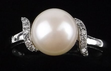 New Designer Sterling Silver Pearl Adjustable Ring 6-8