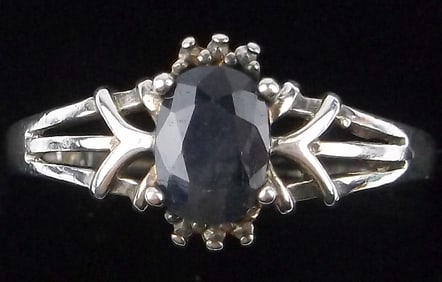 Mint Thick Vintage Designer Sterling Silver Sapphire Ring 9