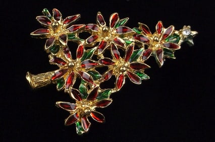Mint Vintage Enameled Christmas Tree Brooch