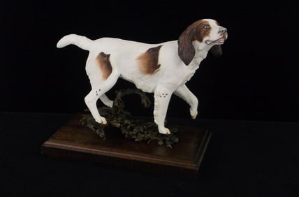 Mint Vint Neil Campbell Fine China Springer Spaniel On Bronze