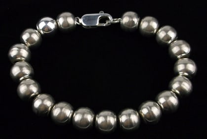 Stunning Vint Big Thick Sterling Silver Ball Chain Bracelet 7.75"