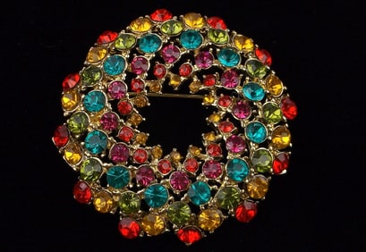 New Boxed Monet Rhinestone Brooch