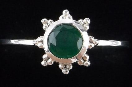 New Sterling Silver Green Chalcedony Snowflake Ring 7