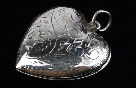 Mint Vintage Big Ornate Sterling Silver Locket Heart Pendant