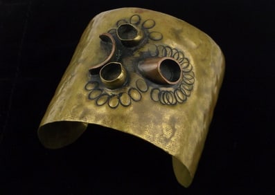 Mint 1950s Mid Century Modernist Copper Brass Cuff Bracelet 7-8"